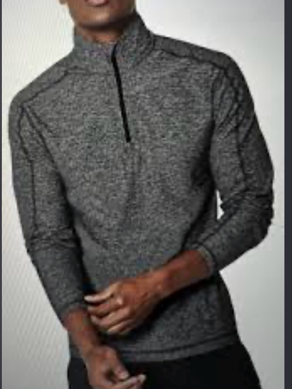 Lululemon Men's Surge Warm 1/2 Zip Pullover in a heathered gray/black